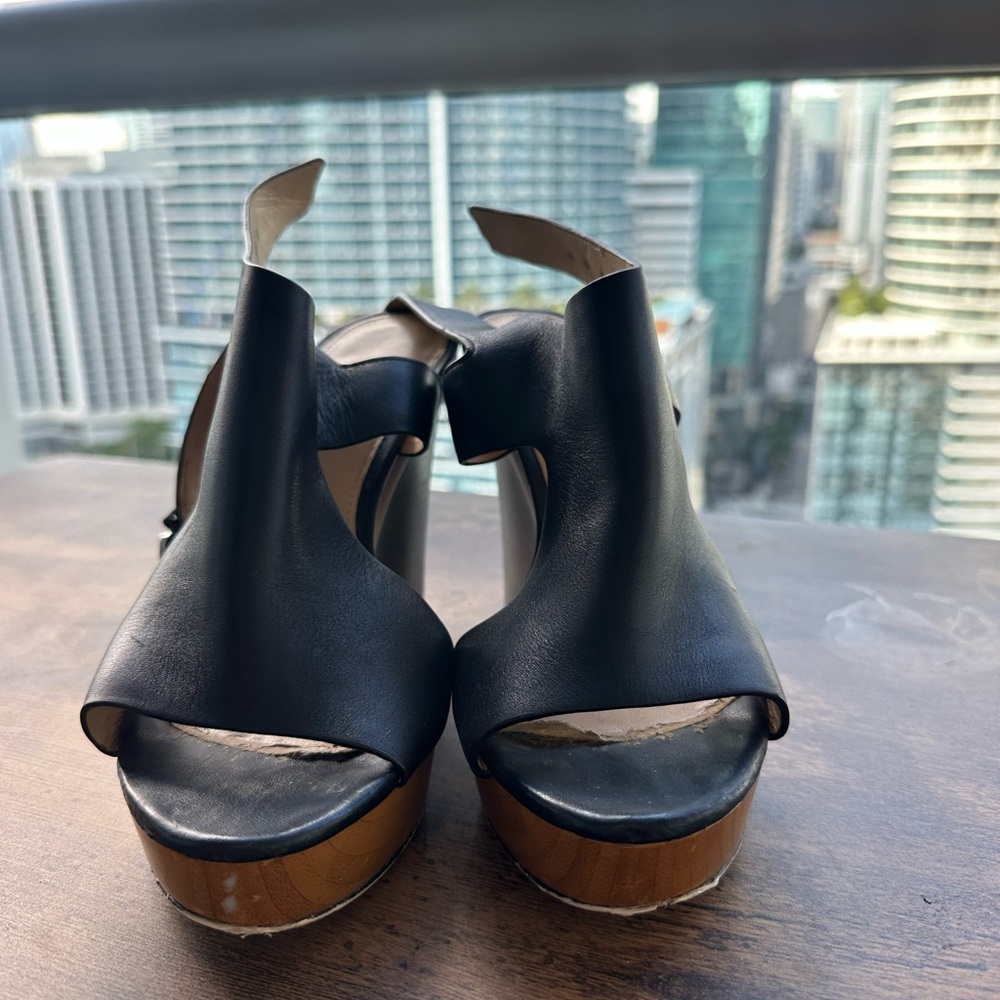 Michael Kors Black Leather Platform Sandals